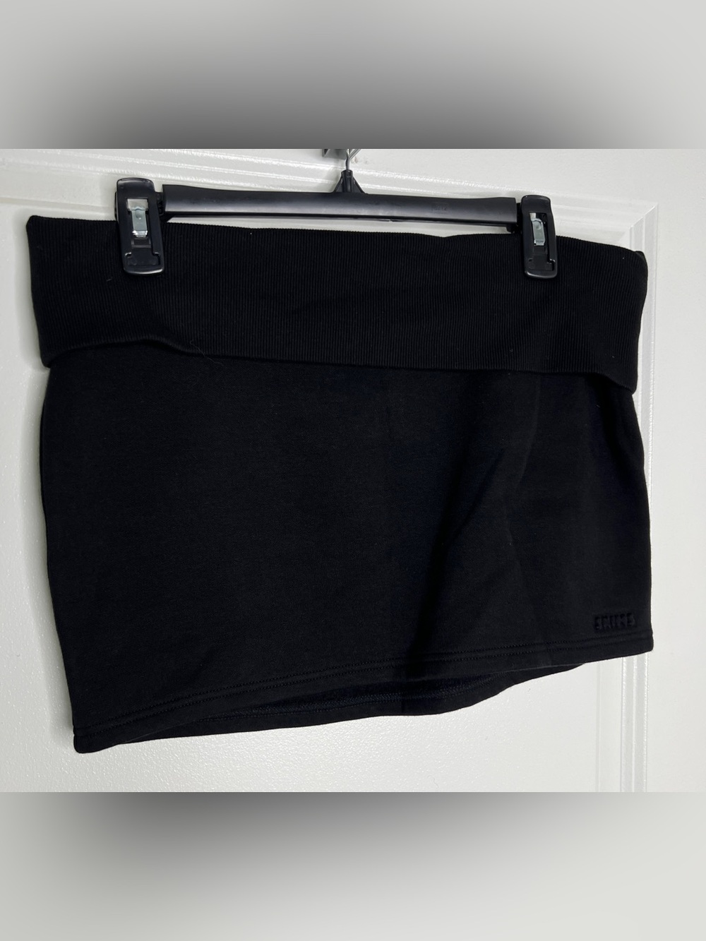 SKIMS Cotton Fleece Foldover Mini Skirt Black Size M Lounge Athleisure Trendy